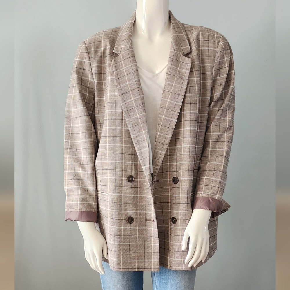 [22] NWOT Reitmans Plaid Double Breasted Relaxed Blazer